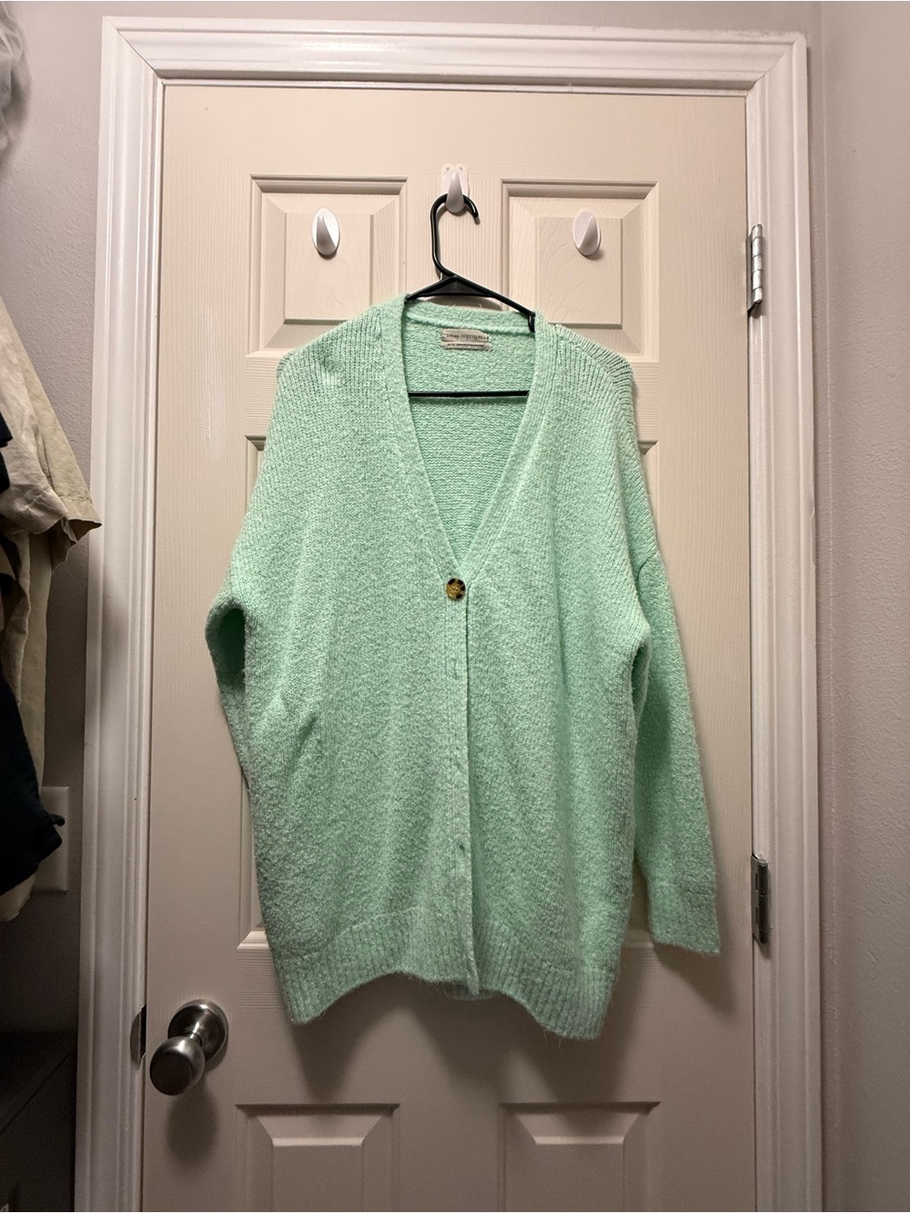 Urban Outfitters Mint Green Single-Button V-Neck Cardigan